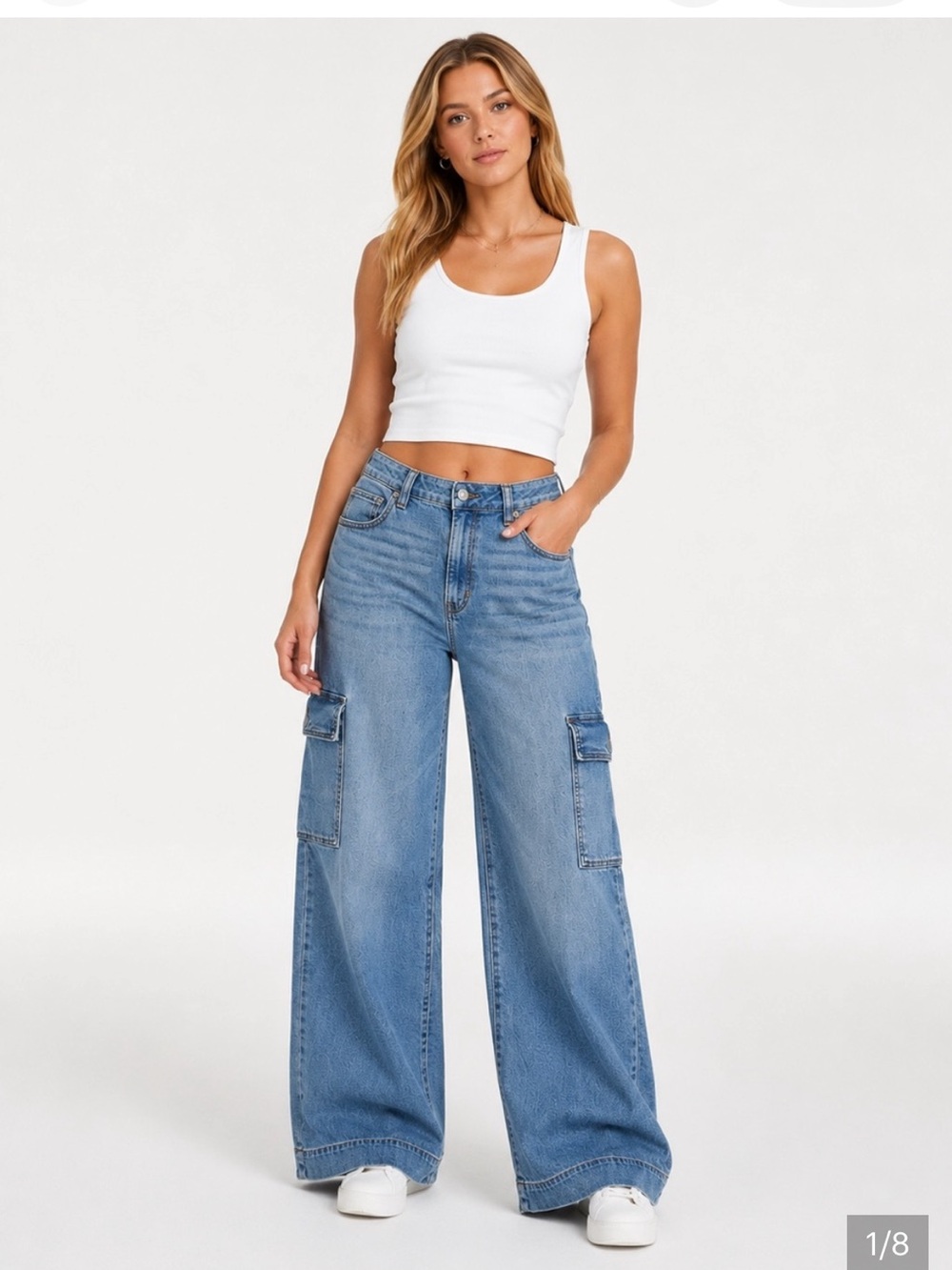 American eagle size 6 short super high rise baggy wide leg Cargo Jeans